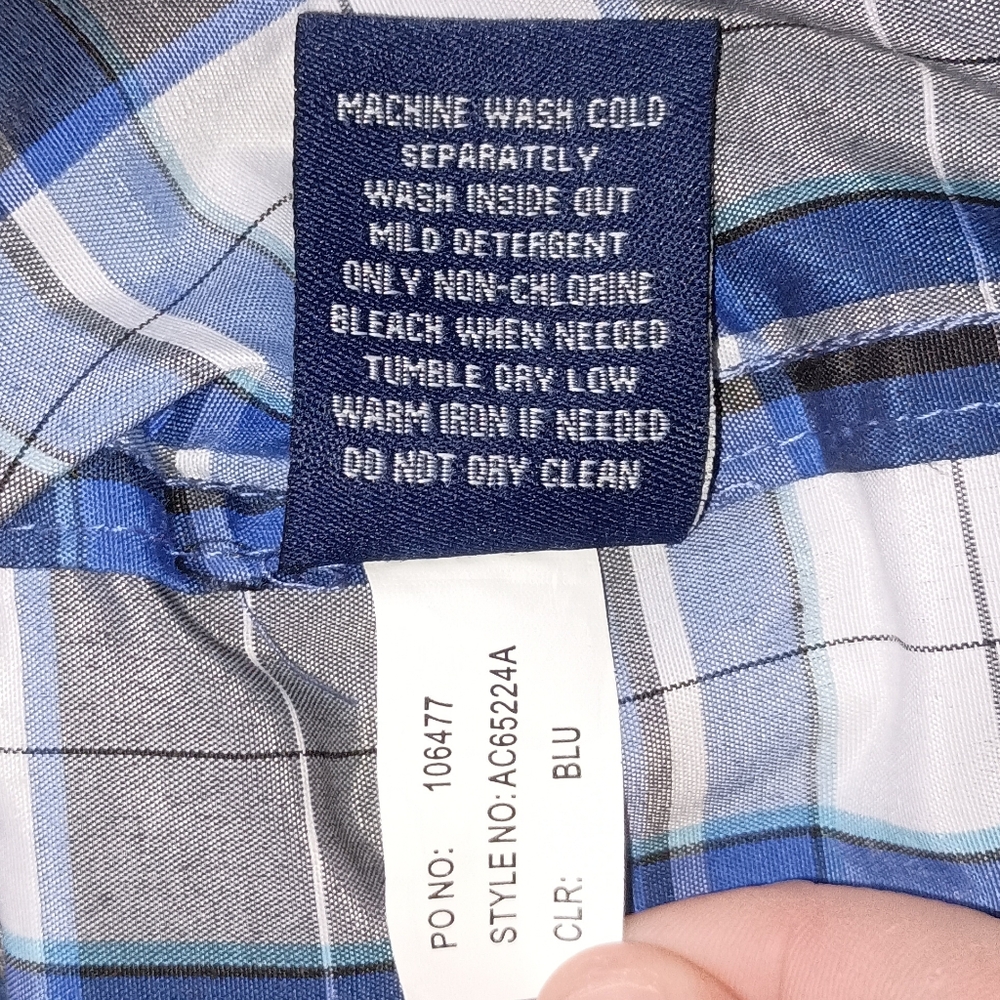 Mens Akademiks Black Blue White Plaid Button Front Shirt Size 5XL XXXXXL - Picture 11 of 11